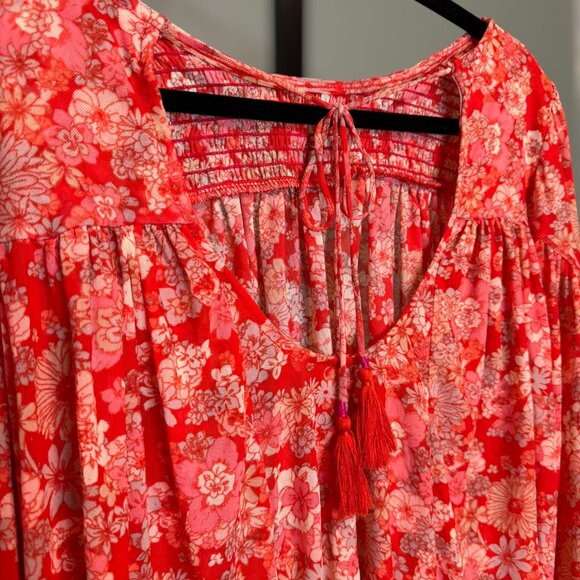Free People Up for Anything Blouse in Cherry Combo Small - Picture 8 of 11